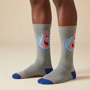 SpongeBob SquarePants Patrick Crew Socks Men’s Size 9-13 Gray Nickelodeon
